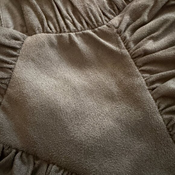 bebe Taupe Gray Faux Suede Ruched Bodycon Dress XS - Picture 5 of 6